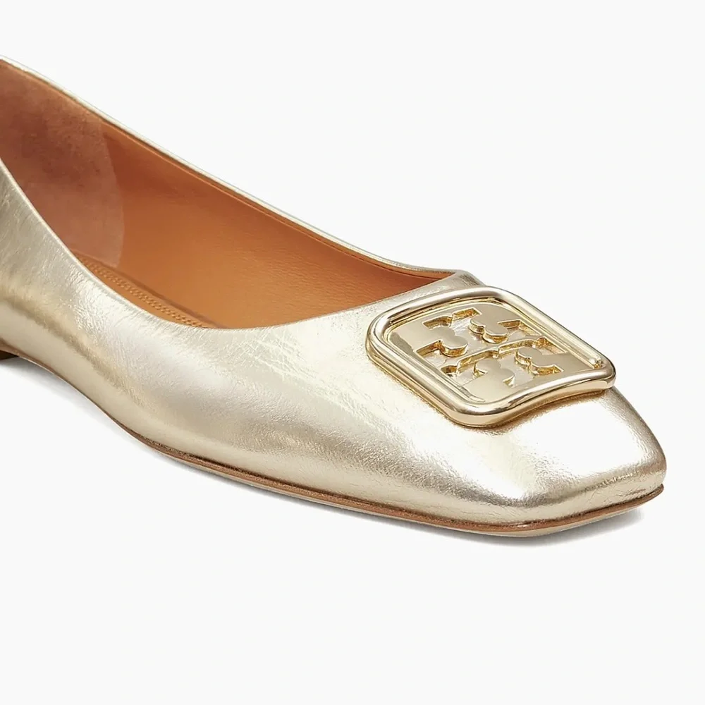 Tory Burch Georgia Metallic Leather Flats - Picture 4 of 7